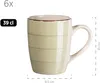 A single mug with green stripes and a brown rim, shown against a white background with measurement indicators. Produktbild-Vorschau