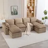 4-osobowa sofa modułowa w kolorze khaki z 2 pufami, narożna Podgląd zdjęcia produktu 2