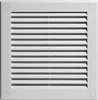 A white square ventilation grille with horizontal slats. Produktbild-Vorschau