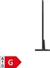 An energy efficiency label with the letter G and an arrow pointing to it, next to a side profile of a TV stand. Produktbild-Vorschau