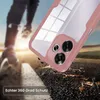 A pink phone case is shown in the foreground, with a blurred background of someone running. Produktbild-Vorschau