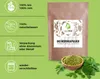 A product image for GreatVita Moringa Powder, showing the packaging and a bowl of the powder with fresh moringa leaves. Produktbild-Vorschau