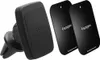 A black magnetic car mount and two metal plates for a phone. Voir les images du produit