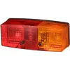 A rectangular automotive tail light with separate red and orange sections, mounted on a white background. Produktbild-Vorschau