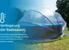 A transparent pool cover is erected over a round swimming pool in a grassy outdoor setting. Anteprima dell’immagine prodotto