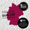 Product information overlayed on a map of Germany and a background of small white balls. Náhled obrázku produktu