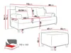 Diagram showing the dimensions of a sofa and an ottoman. Náhled obrázku produktu