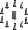 A collection of Yealink DECT phones and a base station arranged on a white background. Produktbild-Vorschau