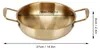 A top-down view of a gold-colored pot with handles, showing dimensions. Produktbild-Vorschau