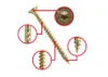 A close-up, detailed view of a single gold screw against a white background, with magnified sections highlighting specific features of the screw. Anteprima dell’immagine prodotto
