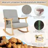 A rocking chair with various feature callouts and a background of logs. Podgląd zdjęcia produktu