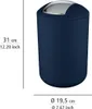 A dark blue trash can with a silver lid, shown with dimensions indicated by text and lines. Anteprima dell’immagine prodotto