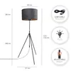 A floor lamp with dimensions and feature callouts. Produktbild-Vorschau