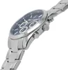 A close-up, angled view of a silver Maserati watch with a blue face. Produktbild-Vorschau