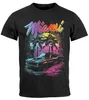 Herren T-Shirt Miami Beach USA Oldtimer Car Palmen Print Produktbild-Vorschau 1
