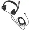 A black headset with a microphone and a coiled cable is shown against a white background. Produktbild-Vorschau