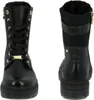A pair of black lace-up boots shown from the front and back. Produktbild-Vorschau
