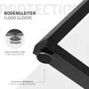 Close-up view of a black metal table leg with floor gliders, highlighting adjustable feet and protection. Náhľad obrázku produktu