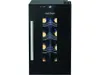 A black wine cooler with a glass door showing bottles of wine. Voir les images du produit
