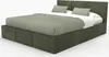 A bed with a headboard and storage drawers, shown against a white background. Produktbild-Vorschau