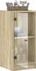 A tall, narrow cabinet with a glass door, displaying plates and glasses inside. The cabinet has a wood-grain finish. Náhľad obrázku produktu
