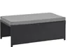 A black rattan bench with a gray cushion on a white background. Produktbild-Vorschau