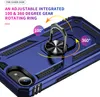 A blue phone case with a rotating ring stand is shown with marketing text and graphics highlighting its features. Produktbild-Vorschau