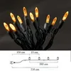A string of orange LED lights with a diagram showing measurements. Produktbild-Vorschau