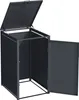 A dark gray trash can enclosure with the lid and one door open, shown against a white background. Produktbild-Vorschau