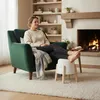Relaxdays Sitzhocker, Teddyfell, Holzbeine, HxD: 40 x 30 Produktbild-Vorschau 2