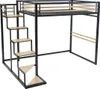 Łóżko loftowe - 140 x 200 cm - Metal & MDF - Naturalne Podgląd zdjęcia produktu 4