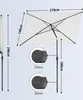 Diagram showing dimensions and details of a rectangular umbrella. Produktbild-Vorschau