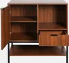 A wooden sideboard with one door and a drawer, shown from the front with the door open. Anteprima dell’immagine prodotto