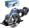 A cordless circular saw and its packaging are displayed against a white background. Produktbild-Vorschau