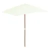 Parasol avec mât en bois 150 x 200 cm Sable Voir les images du produit 1