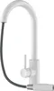 A white kitchen faucet with a pull-out spray hose, shown against a white background. Produktbild-Vorschau