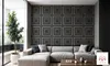 A modern living room with a sectional sofa and a decorative wall. Produktbild-Vorschau