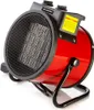 A red electric heater with a black stand and grille, shown on a white background. Náhled obrázku produktu