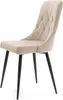 A single beige upholstered dining chair with black legs is shown against a white background. Podgląd zdjęcia produktu