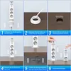 A grid of six images showing the step-by-step installation of a retractable power outlet. Produktbild-Vorschau