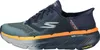 A side view of a blue Skechers running shoe with orange accents. Produktbild-Vorschau