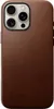 A brown leather phone case for an iPhone 16 Pro Max is shown from the back. Podgląd zdjęcia produktu