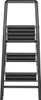 A front view of a dark gray, three-step folding ladder against a white background. Produktbild-Vorschau