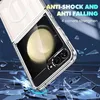 A clear phone case is shown on a dark blue background with shattered glass effects, highlighting its protective features. Náhled obrázku produktu