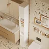 Schmales, weißes Badregal im Loft-Stil, freistehend, mit 1 Produktbild-Vorschau 7