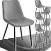 A set of gray chairs with black legs, arranged in a collage. Produktbild-Vorschau