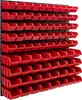 A wall-mounted storage system with multiple red bins. Náhled obrázku produktu