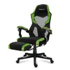 A gaming chair with a pixelated design and an extended footrest. Produktbild-Vorschau