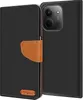 A black flip case for a smartphone, with a brown leather accent and a small brown logo on the bottom left. Voir les images du produit