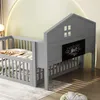 Zubaliya Massivholz Kinderbett - 140x200 cm Grau - Produktbild-Vorschau 3